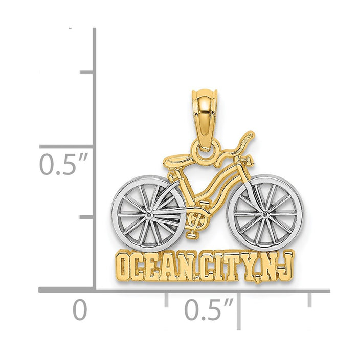 Million Charms 14K Yellow Gold Themed With Rhodium-Plated Ocean City, Nj Under Bicycle Charm