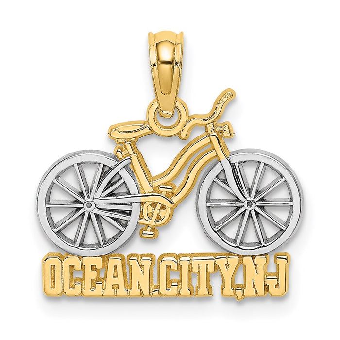 Million Charms 14K Yellow Gold Themed With Rhodium-Plated Ocean City, Nj Under Bicycle Charm