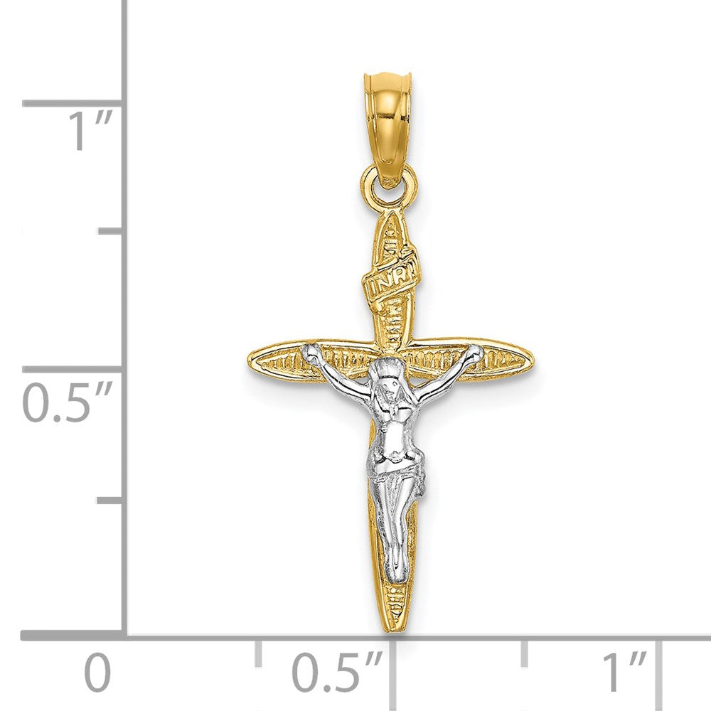 Million Charms 14K With Rhodium-Plated Inri Relgious Crucifix Charm