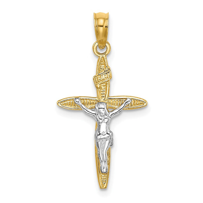 Million Charms 14K With Rhodium-Plated Inri Relgious Crucifix Charm