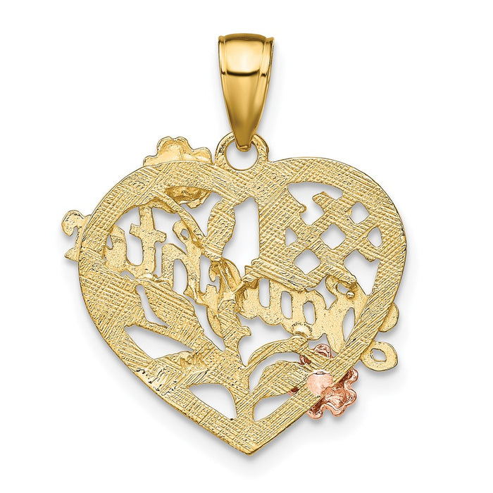Million Charms 14K Two-Tone & White Rhodium-plated #1 Daughter On Heart With Flower Charm