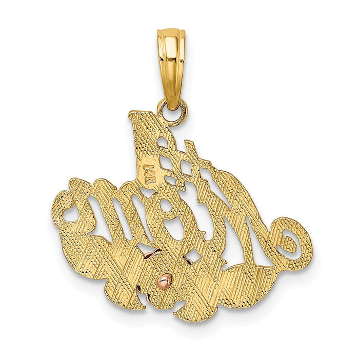 Million Charms 14K Yellow & Rose Gold Themed With Rhodium-Plated #1 Mom With Flower Charm