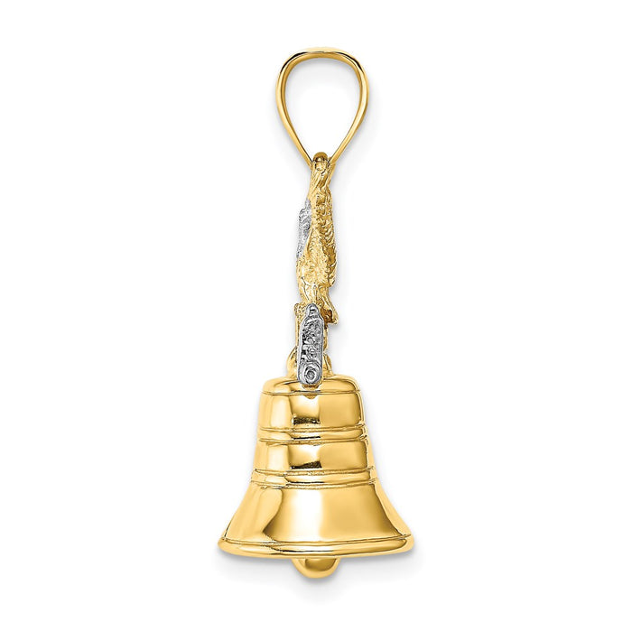 Million Charms 14K 3-D Moveable Liberty Bell With Crack & Eagle Top Charm