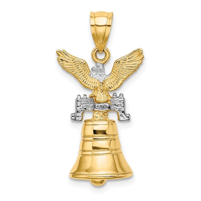 Million Charms 14K 3-D Moveable Liberty Bell With Crack & Eagle Top Charm