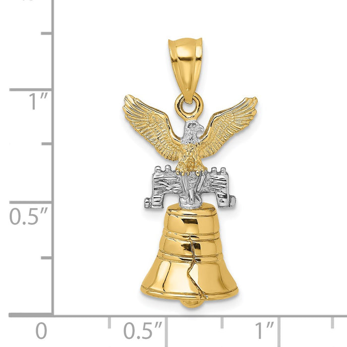 Million Charms 14K 3-D Moveable Liberty Bell With Crack & Eagle Top Charm