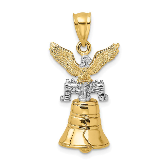 Million Charms 14K 3-D Moveable Liberty Bell With Crack & Eagle Top Charm