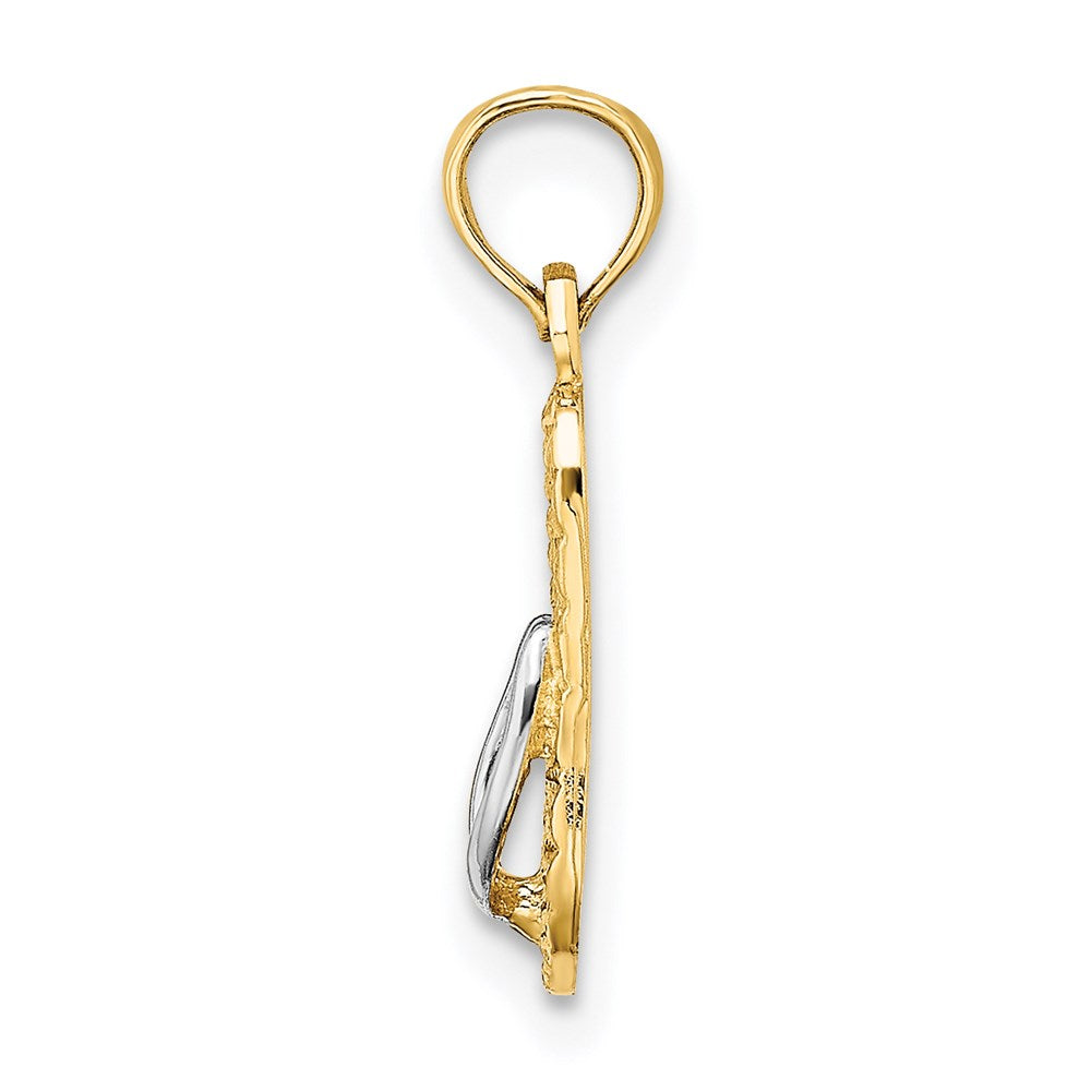 Million Charms 14K Yellow Gold Themed With Rhodium-Plated Hawaii Single Flip-Flop Charm
