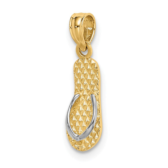 Million Charms 14K Yellow Gold Themed With Rhodium-Plated Hawaii Single Flip-Flop Charm