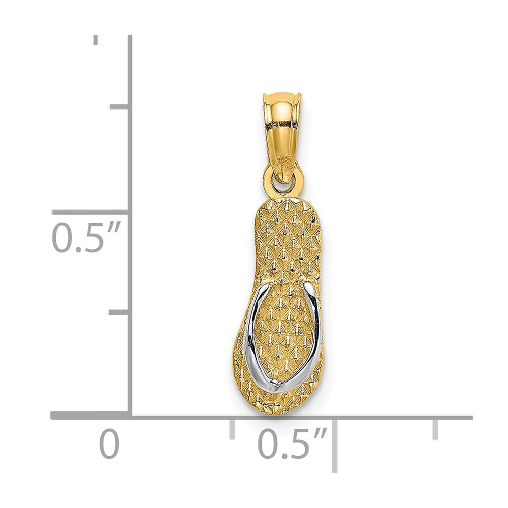 Million Charms 14K Yellow Gold Themed With Rhodium-Plated Hawaii Single Flip-Flop Charm