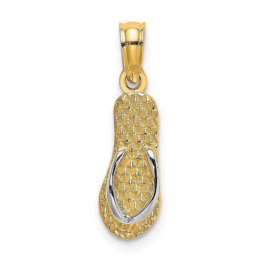 Million Charms 14K Yellow Gold Themed With Rhodium-Plated Hawaii Single Flip-Flop Charm