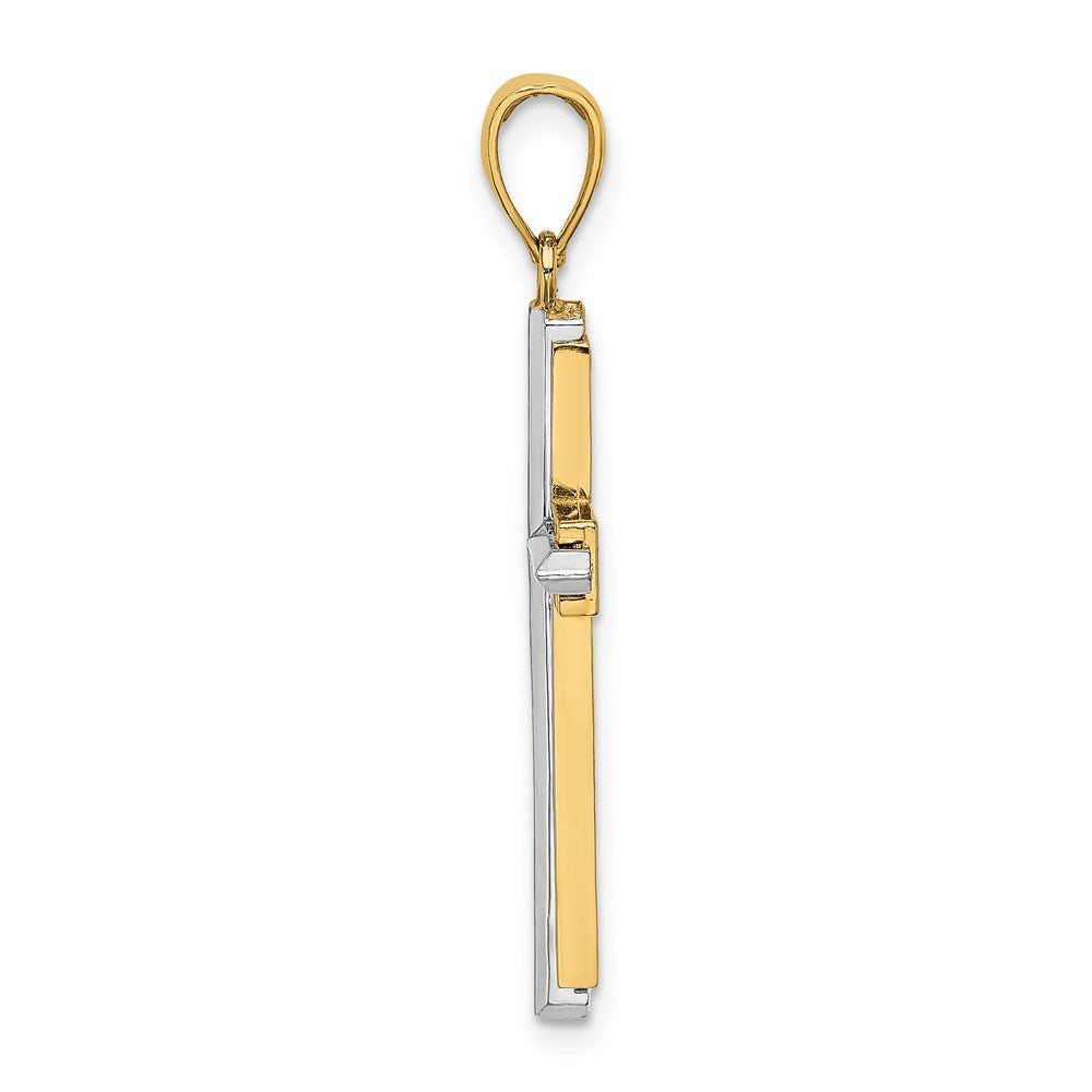 Million Charms 14K With Rhodium-plated Polished Relgious Cross Charm