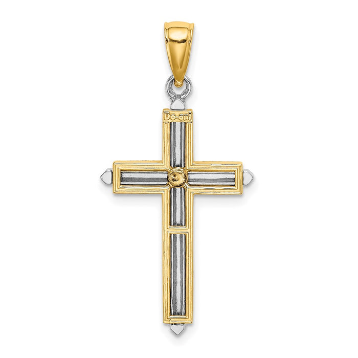 Million Charms 14K With Rhodium-plated Polished Relgious Cross Charm