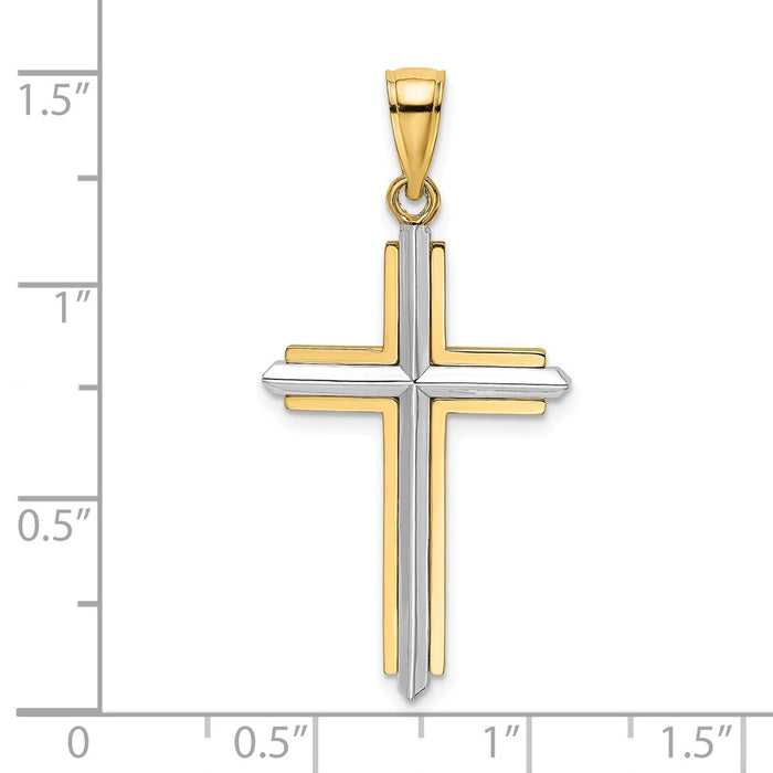 Million Charms 14K With Rhodium-plated Polished Relgious Cross Charm