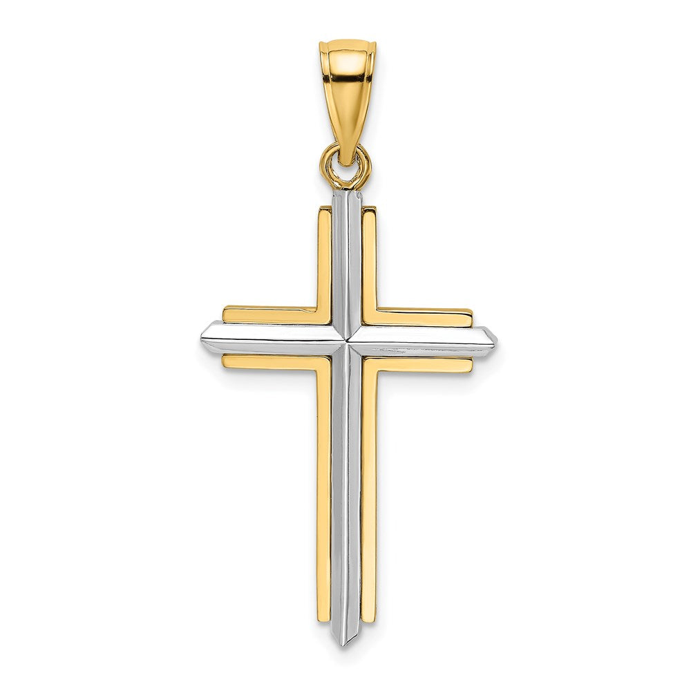 Million Charms 14K With Rhodium-plated Polished Relgious Cross Charm