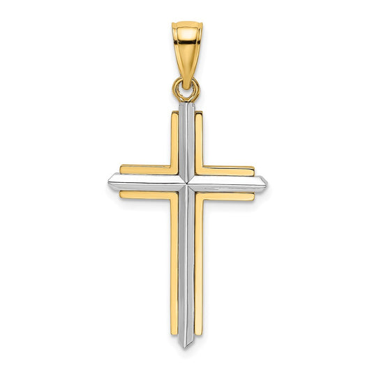 Million Charms 14K With Rhodium-plated Polished Relgious Cross Charm