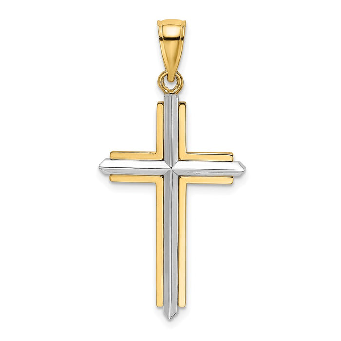 Million Charms 14K With Rhodium-plated Polished Relgious Cross Charm