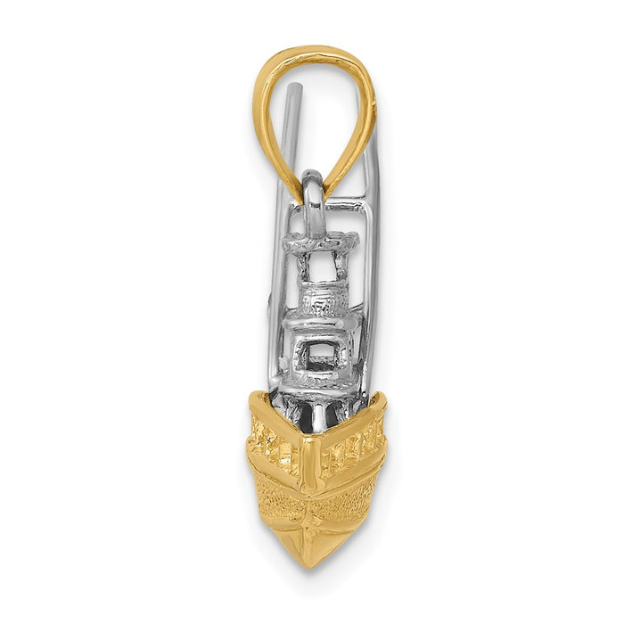Million Charms 14K Two-Tone Textured 3-D Offshore Sportfishing Boat Charm