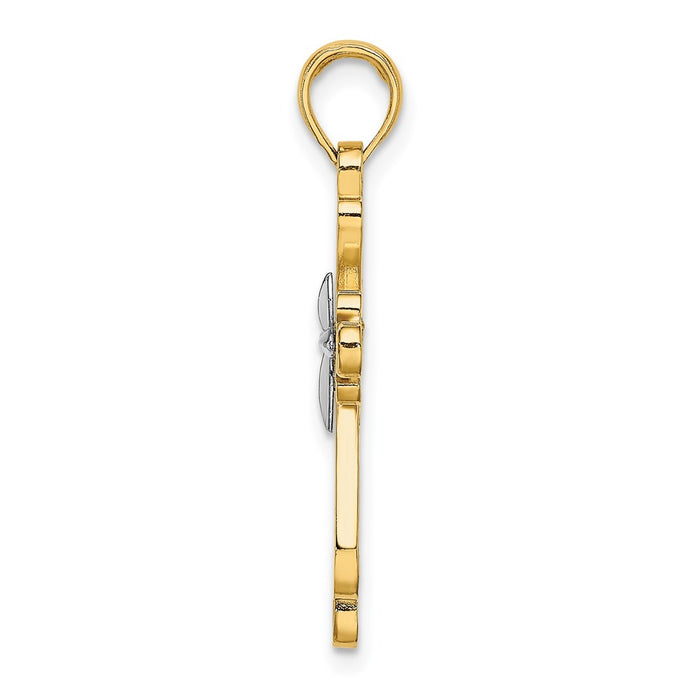 Million Charms 14K With Rhodium-Plated Polished Fancy Relgious Cross Charm Cross