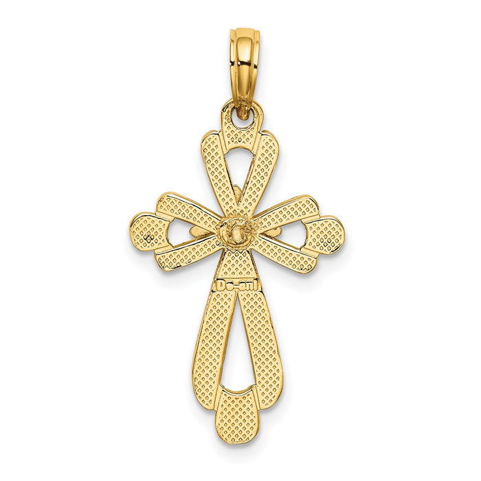 Million Charms 14K With Rhodium-Plated Polished Fancy Relgious Cross Charm Cross