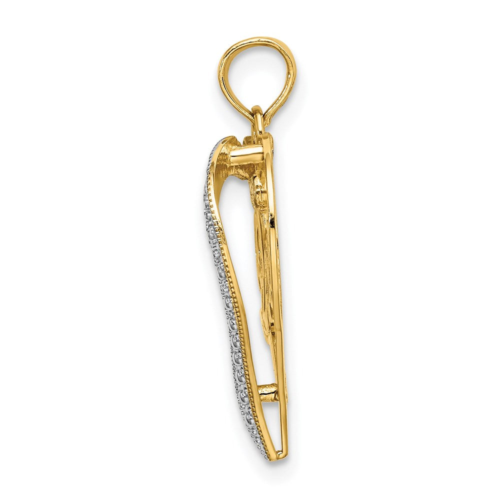 Million Charms 14K Yellow Gold Themed With Rhodium-Plated & Diamond-Cut Heart With Love Inside Charm