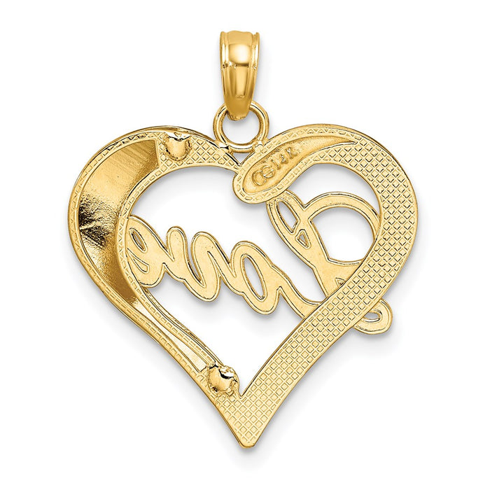 Million Charms 14K Yellow Gold Themed With Rhodium-Plated & Diamond-Cut Heart With Love Inside Charm