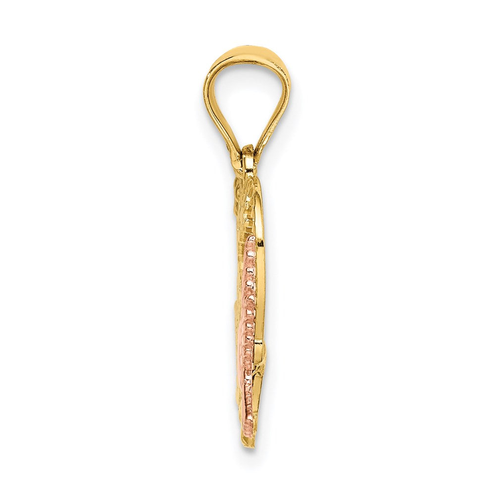 Million Charms 14K Yellow & Rose Gold Themed With Rhodium-plated Amor In Heart With Doves Charm