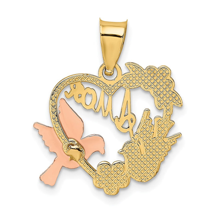 Million Charms 14K Yellow & Rose Gold Themed With Rhodium-plated Amor In Heart With Doves Charm