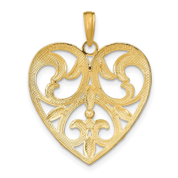 Million Charms 14K Yellow Gold Themed With Rhodium-Plated Textured Heart Charm