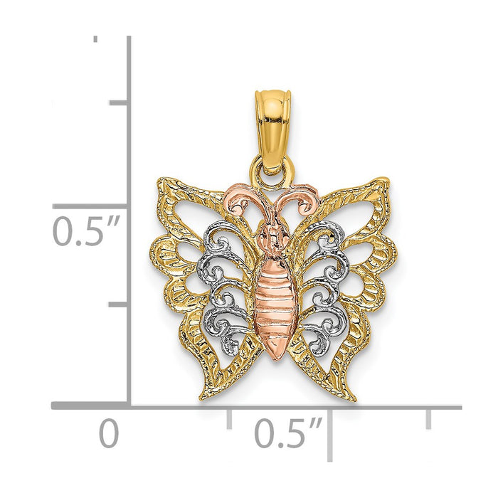 Million Charms 14K Two-Tone & White Rhodium-plated Butterfly Cut-Out Charm