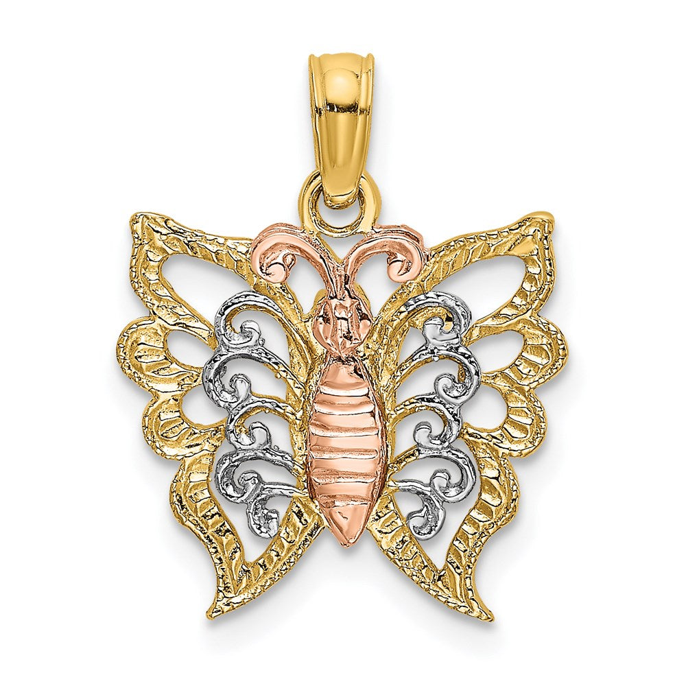 Million Charms 14K Two-Tone & White Rhodium-plated Butterfly Cut-Out Charm