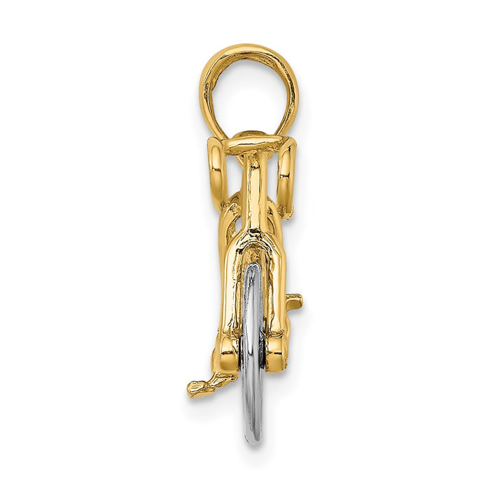 Million Charms 14K With Rhodium-Plated 3-D Ten Speed Bicycle Charm