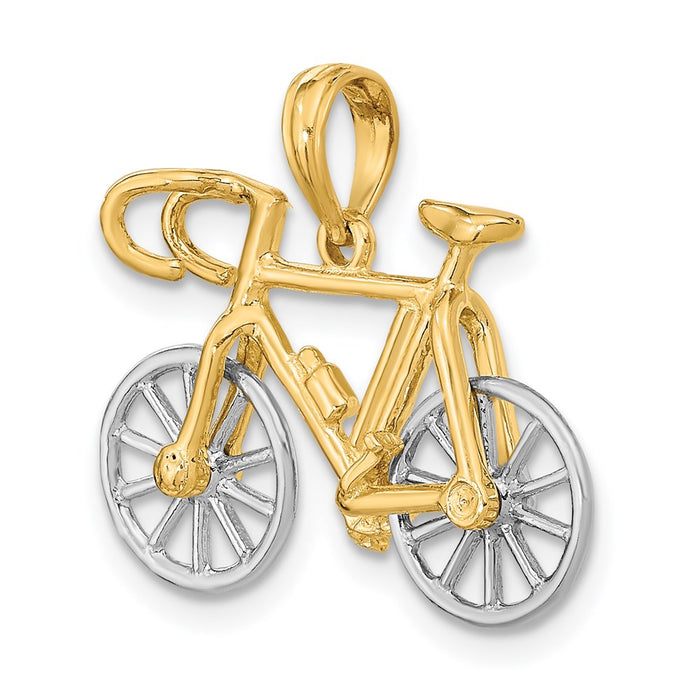 Million Charms 14K With Rhodium-Plated 3-D Ten Speed Bicycle Charm