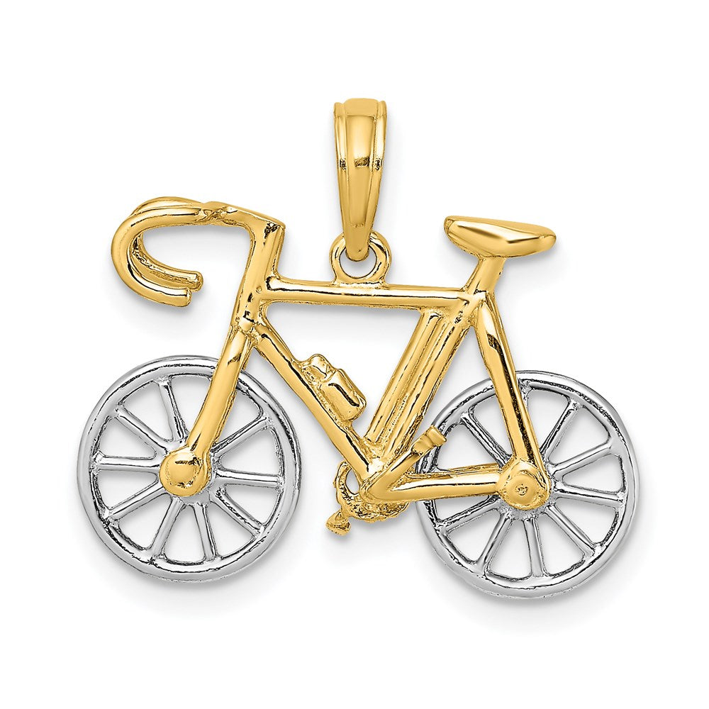 Million Charms 14K With Rhodium-Plated 3-D Ten Speed Bicycle Charm