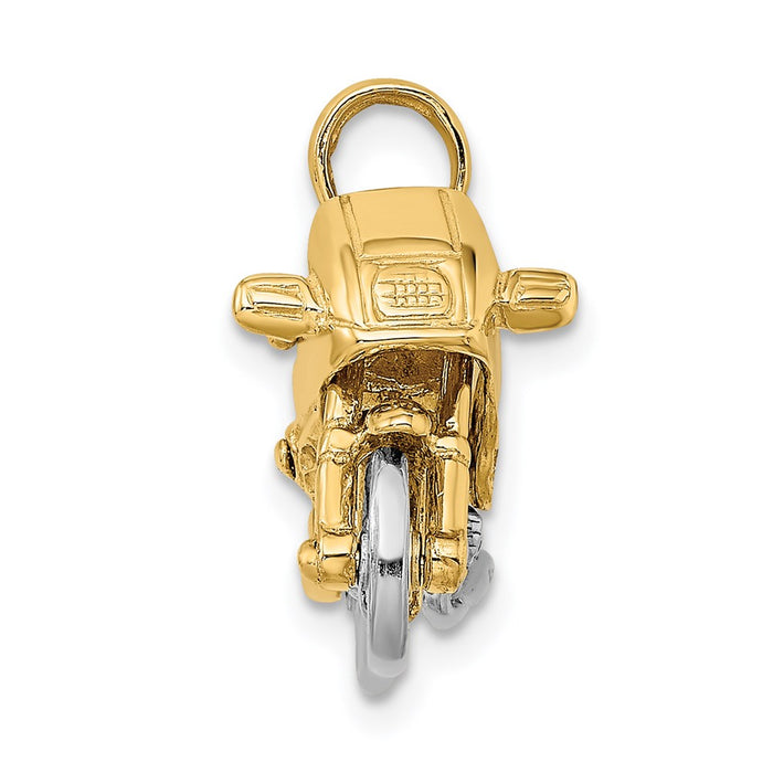 Million Charms 14K Two-Tone 3-D Moveable Motorcycle Charm