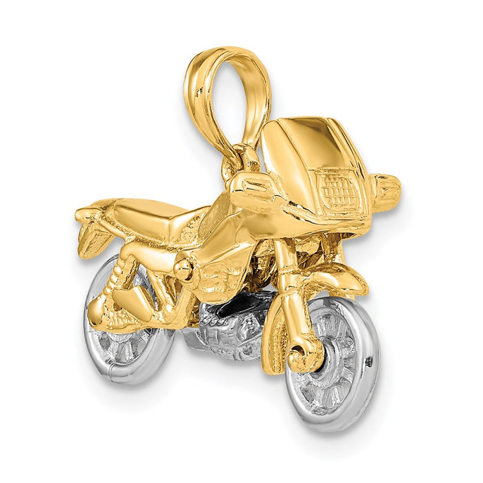 Million Charms 14K Two-Tone 3-D Moveable Motorcycle Charm