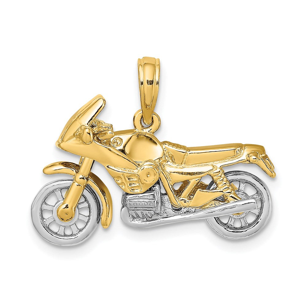 Million Charms 14K Two-Tone 3-D Moveable Motorcycle Charm