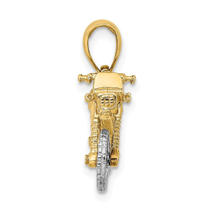 Million Charms 14K Two-Tone 3-D Dirt Bike Motorcycle Charm