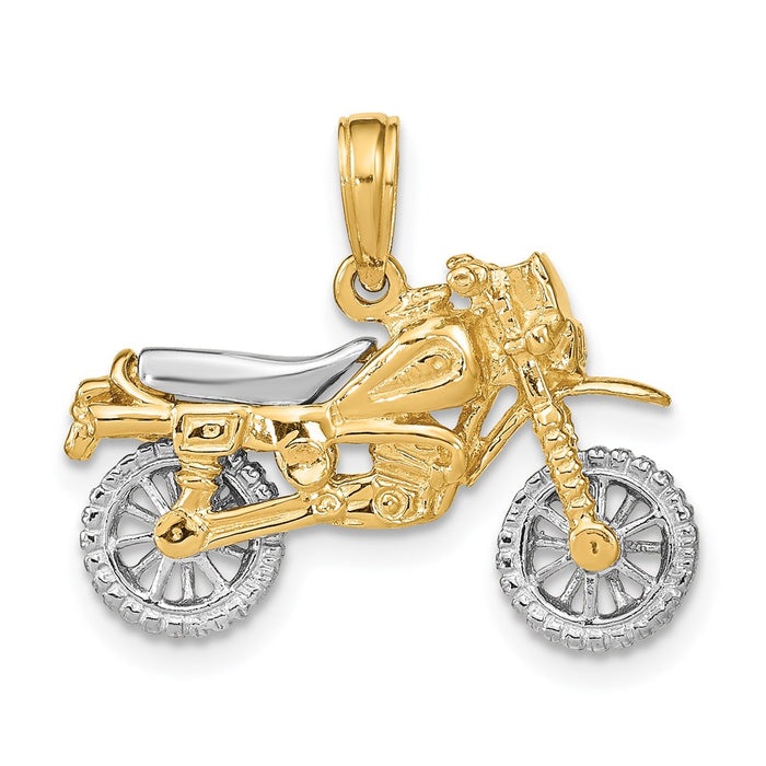 Million Charms 14K Two-Tone 3-D Dirt Bike Motorcycle Charm