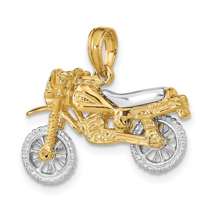Million Charms 14K Two-Tone 3-D Dirt Bike Motorcycle Charm