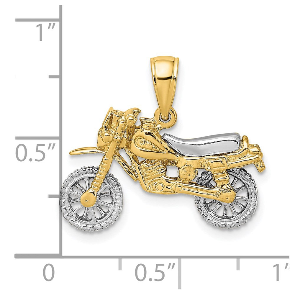 Million Charms 14K Two-Tone 3-D Dirt Bike Motorcycle Charm