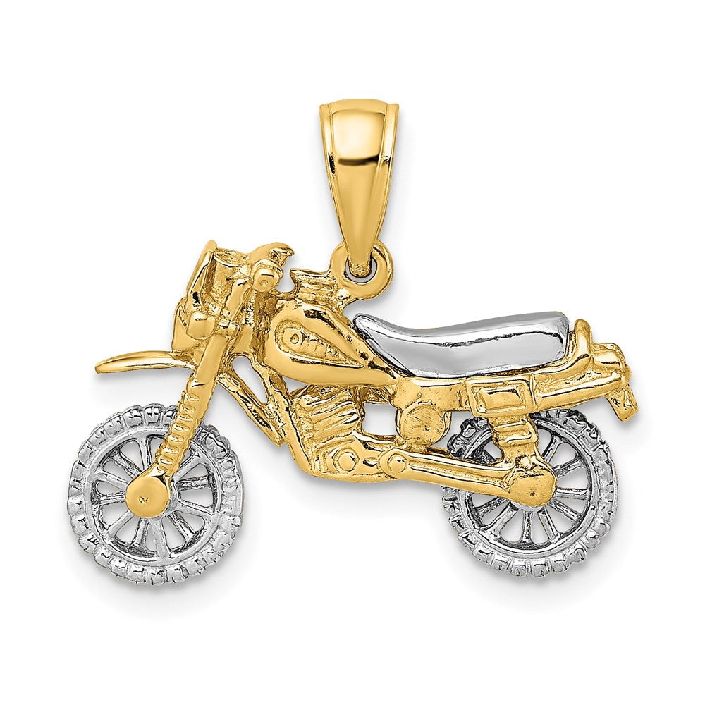 Million Charms 14K Two-Tone 3-D Dirt Bike Motorcycle Charm