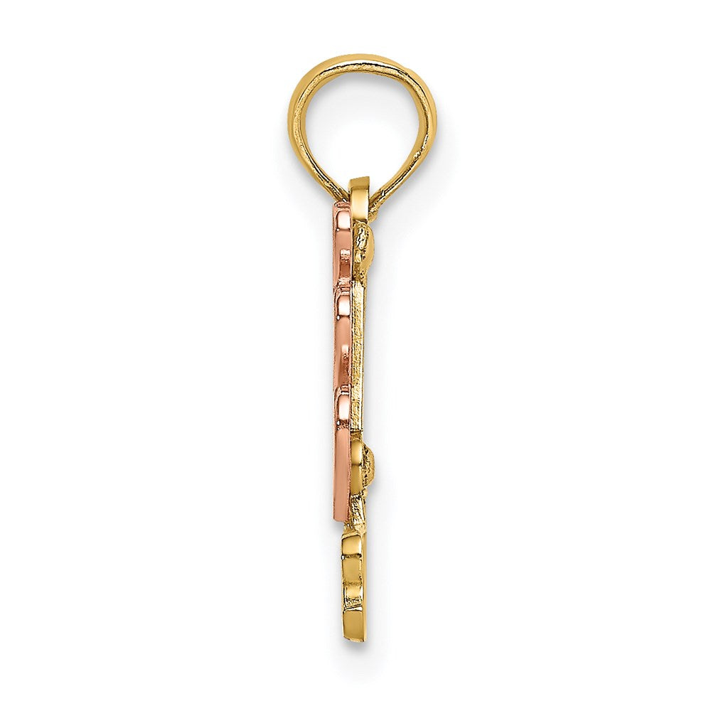 Million Charms 14K Two-Tone Polished #1 Godmother & Hearts Pendant