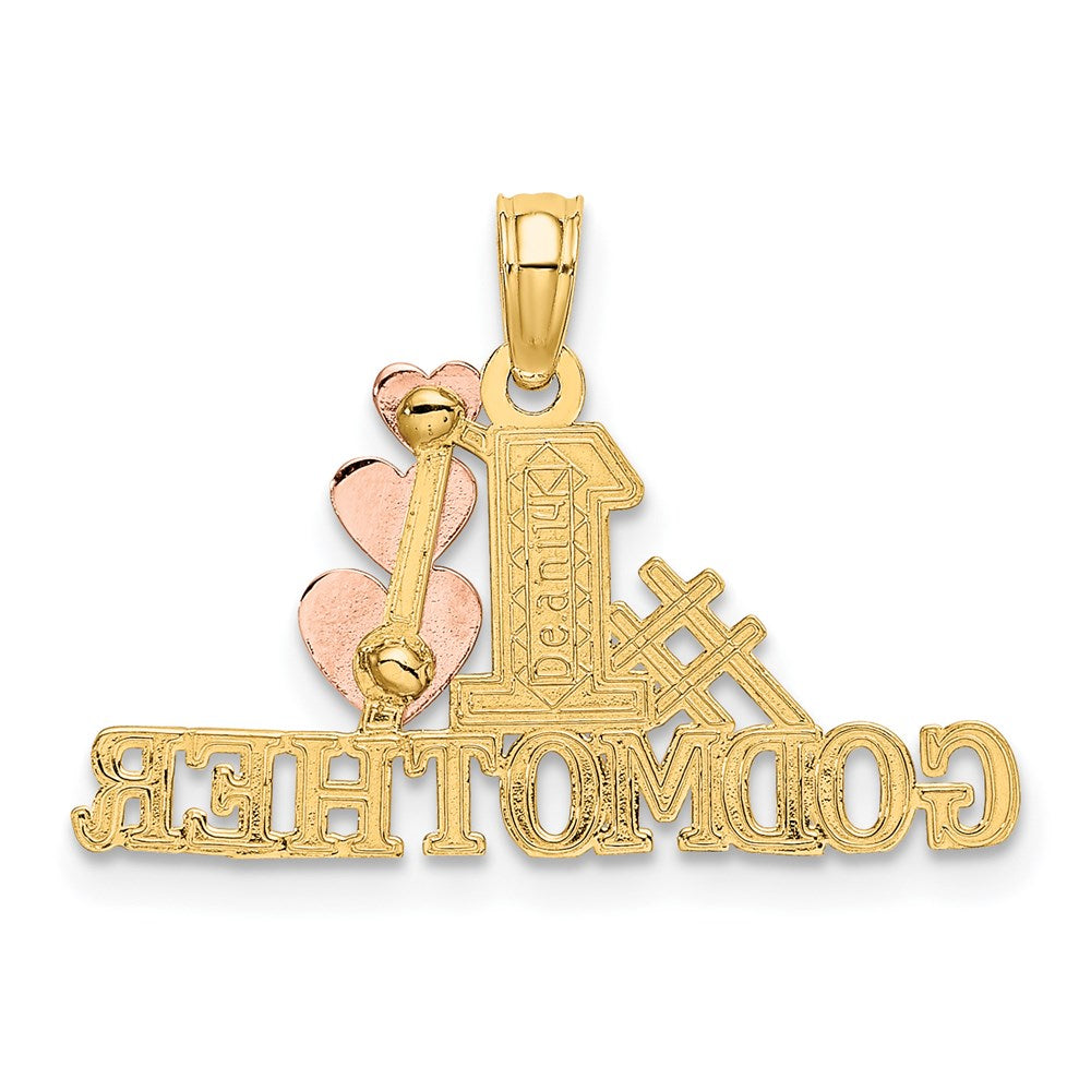 Million Charms 14K Two-Tone Polished #1 Godmother & Hearts Pendant