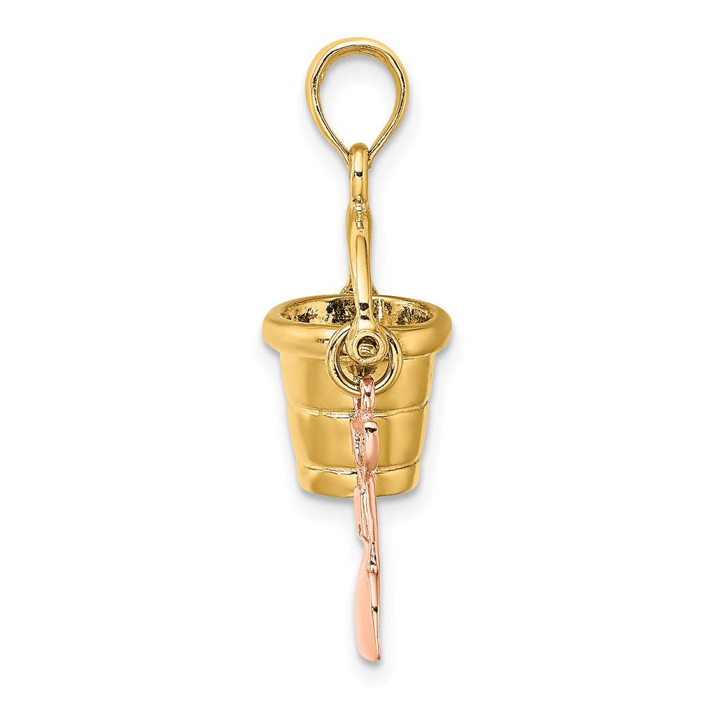 Million Charms 14K Rose & Yellow Gold Themed 3-D Beach Bucket & Shovel Charm