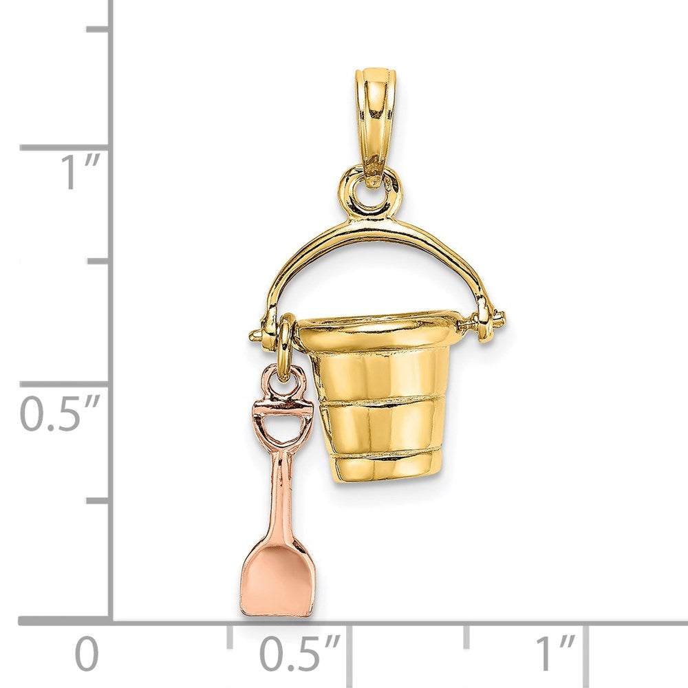 Million Charms 14K Rose & Yellow Gold Themed 3-D Beach Bucket & Shovel Charm