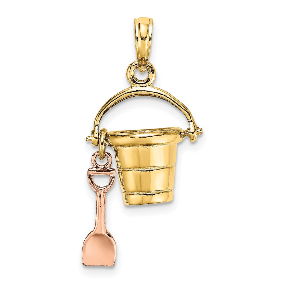 Million Charms 14K Rose & Yellow Gold Themed 3-D Beach Bucket & Shovel Charm