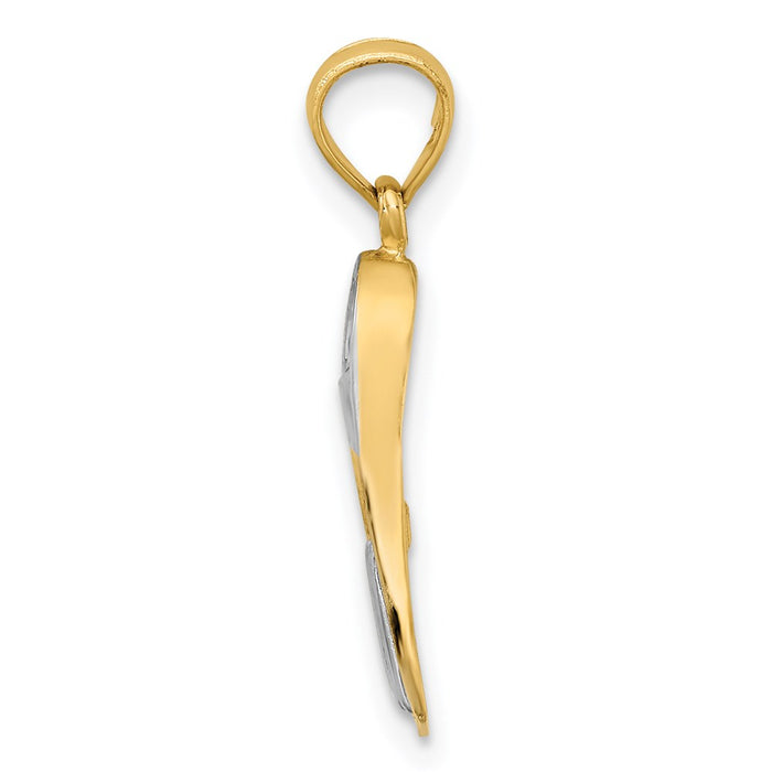 Million Charms 14K Yellow Gold Themed With Rhodium-plated 3-D Scuba Flipper Charm