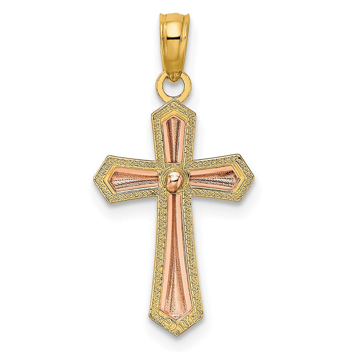 Million Charms 14K Yellow & Rose Gold Themed With Beaded Trim Relgious Cross Charm