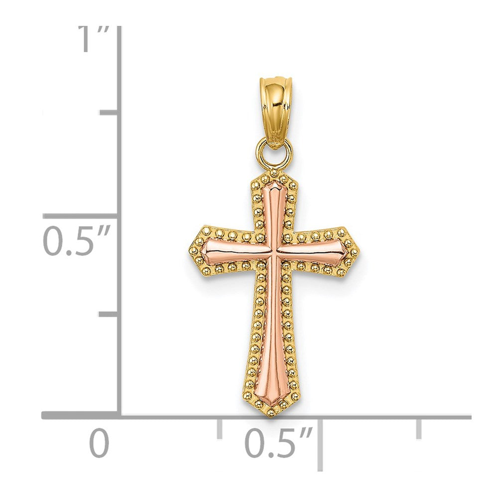 Million Charms 14K Yellow & Rose Gold Themed With Beaded Trim Relgious Cross Charm