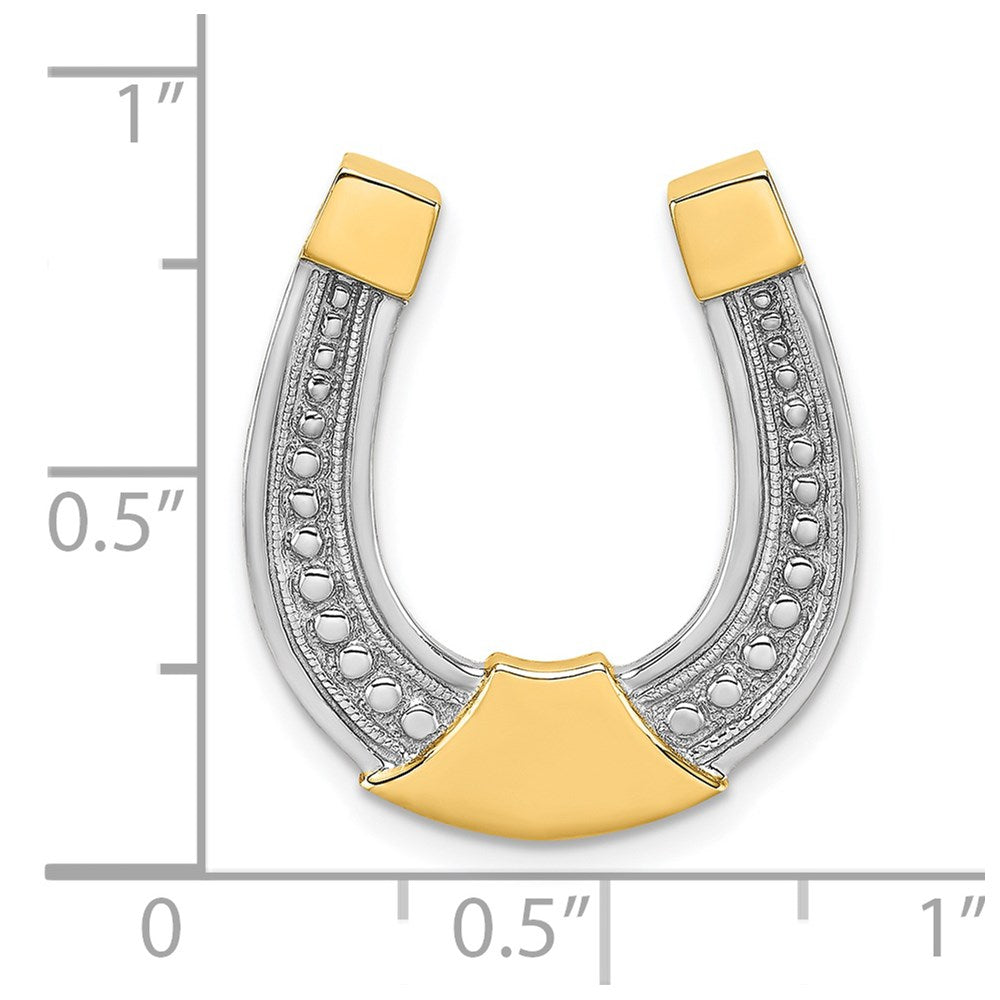 Million Charms 14K Yellow Gold Themed With Rhodium-Plated Horseshoe Charm